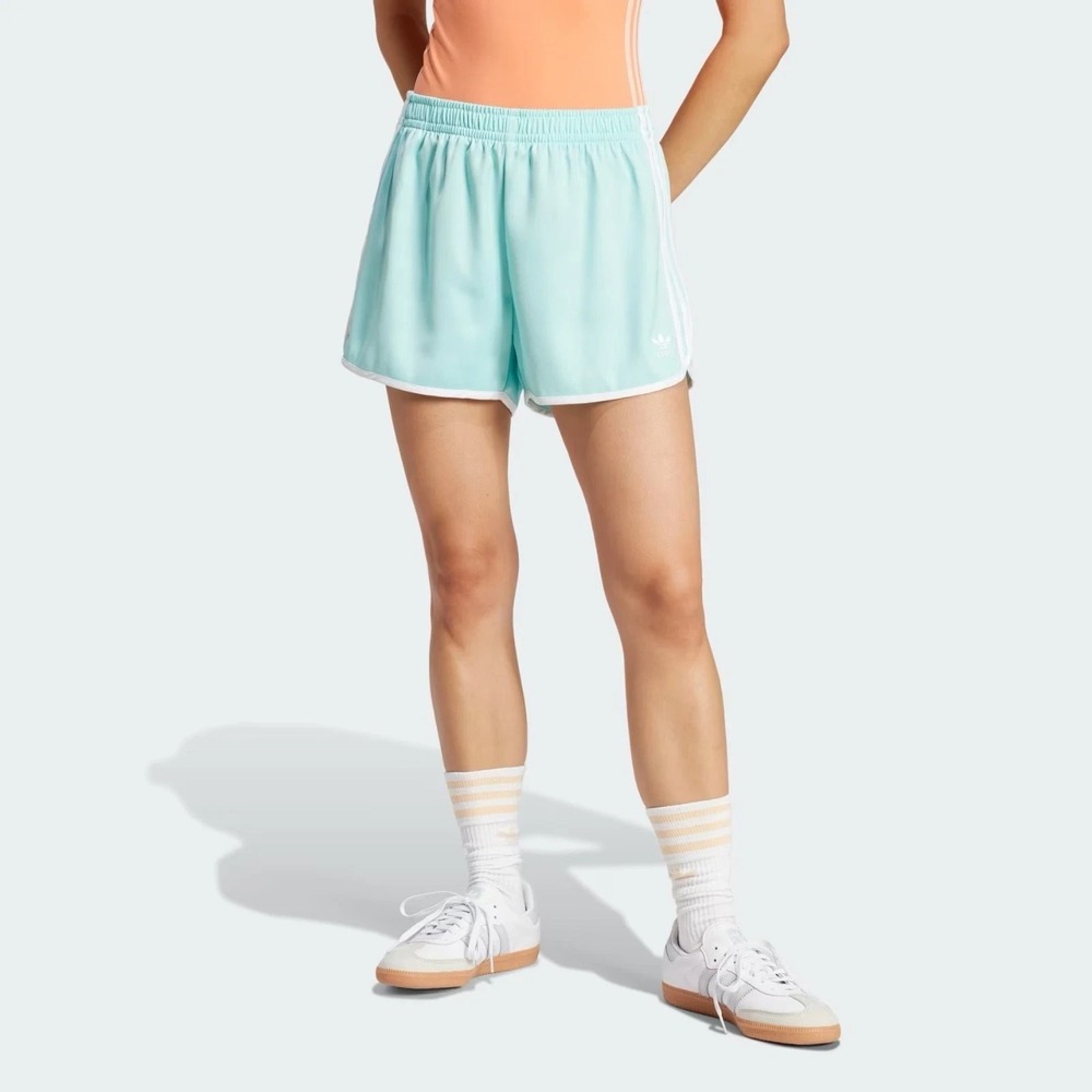 Adidas Originals 3 Stripes Sprinter Shorts Womens Small Semi Flash Aqua JD3123